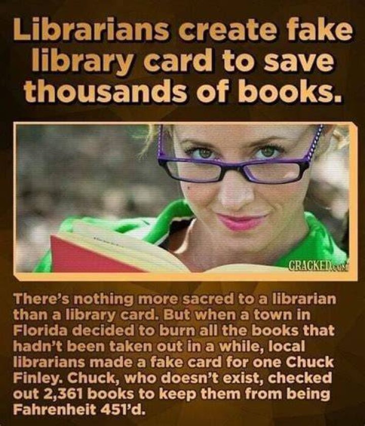 Fictional Chuck Finley saves library's fiction and nonfiction books