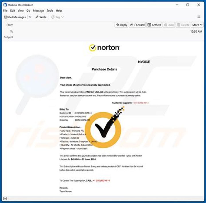 Norton Subscription Will Renew Today Email Scam Removal and recovery